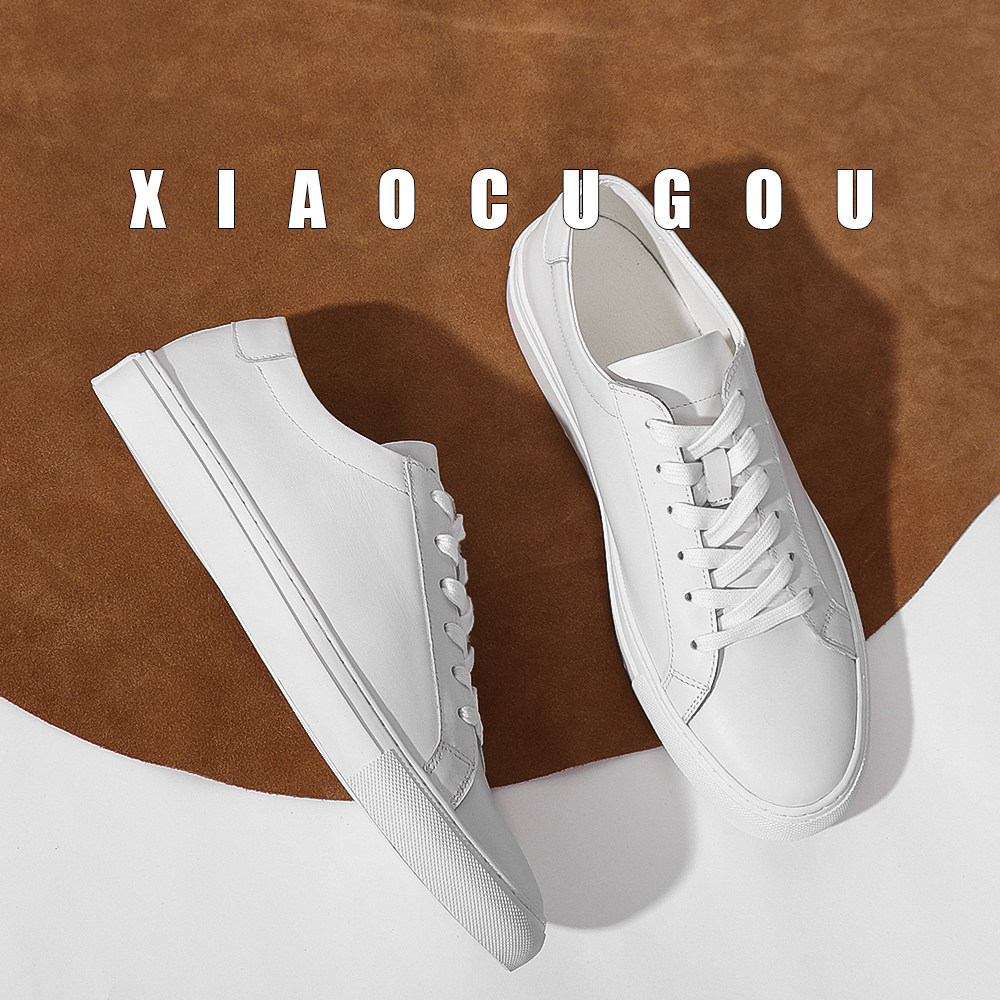 Genuine Leather Common Small White Shoes Man Flat Bottom Couple 100 hitch CP Tide Shoe European Station Sports White Board Shoe Lace 