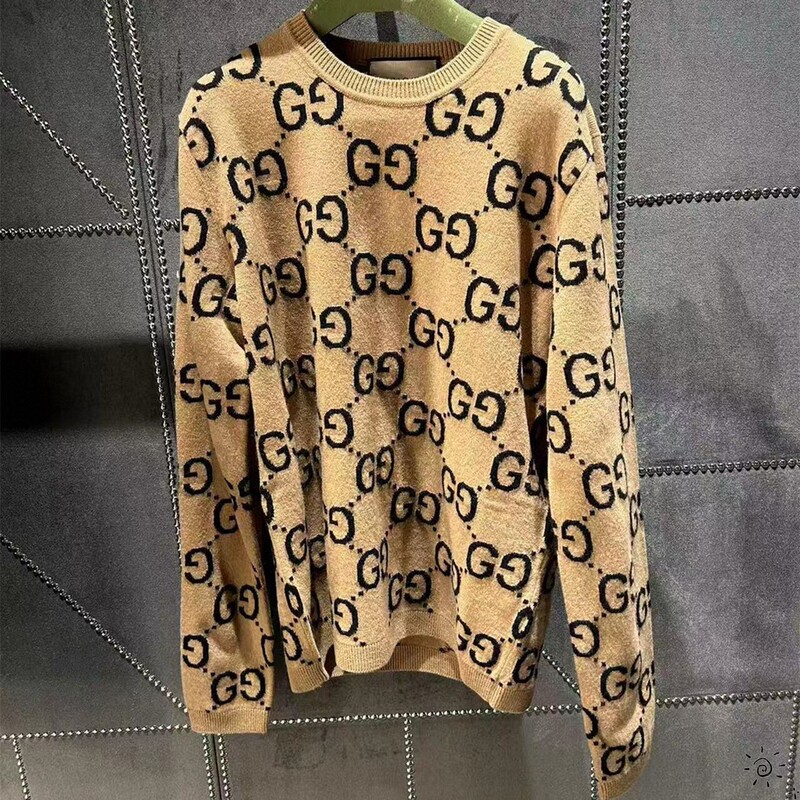 Gucci/Gucci New Classic Monogram Full-Print Double g Interlocking Letter Color-Block Sweater for Men and Women