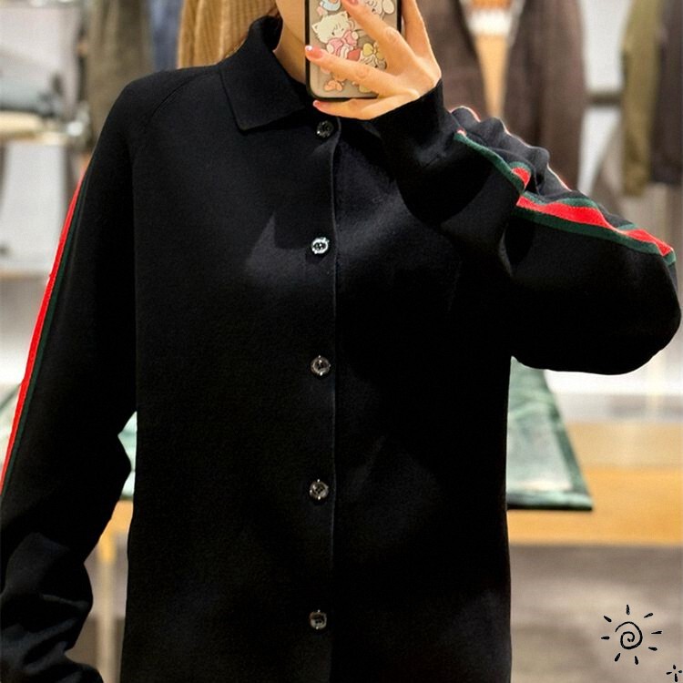 Gucci/Gucci's New Classic Color-Block Striped Webbing Single-Breasted Knit Cardigan Sweater for Women and Men