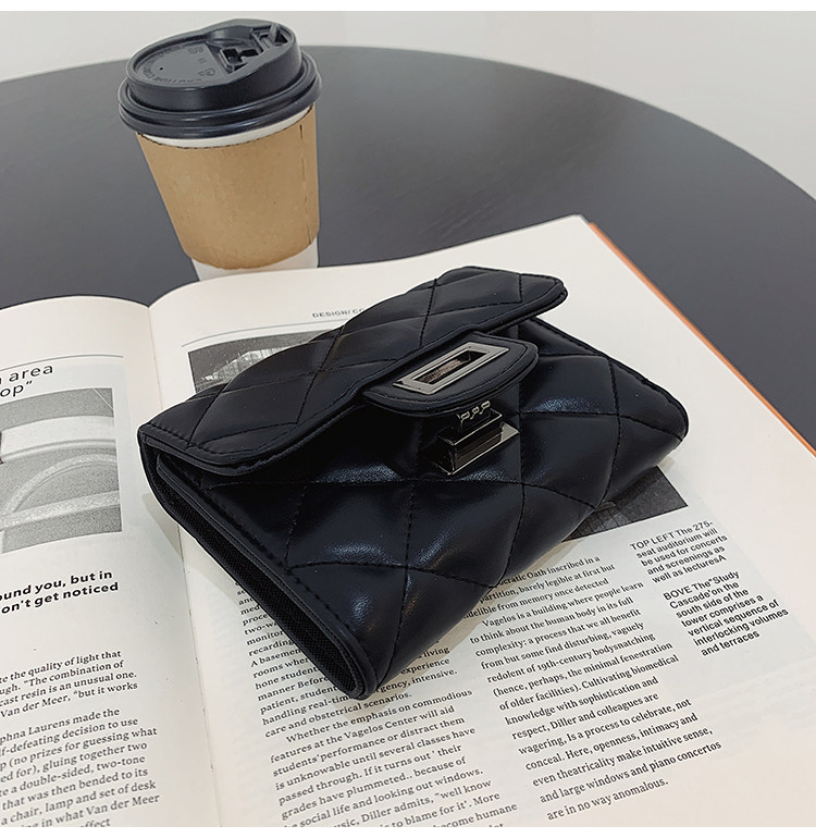 бумажник 钱包女2024新款时尚百搭韩版菱格短款手拿包三折多卡位可爱钱夹潮 29534