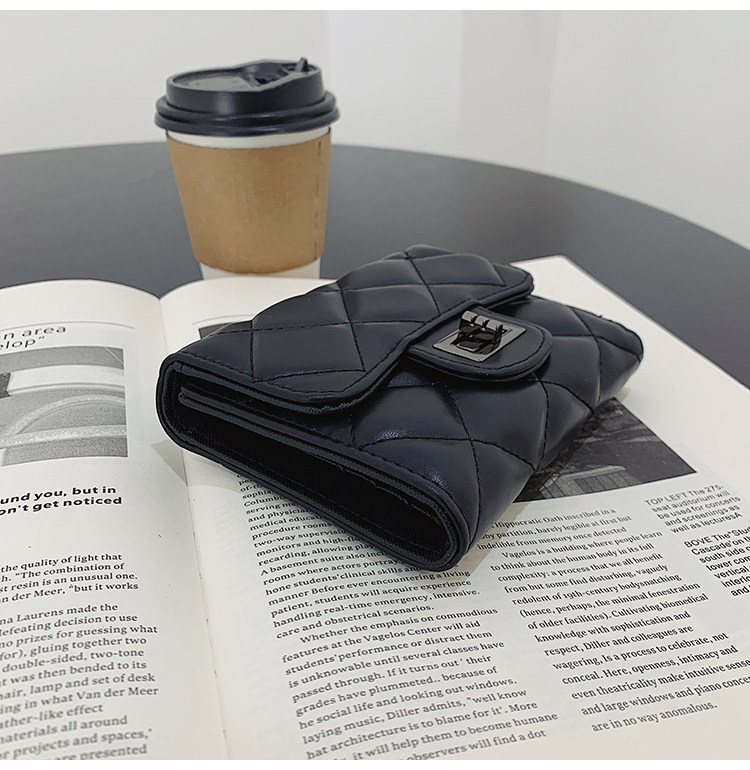 бумажник 钱包女2024新款时尚百搭韩版菱格短款手拿包三折多卡位可爱钱夹潮 29534