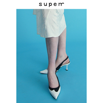 SUPERR 2020 ss vol 5 color matching pointed irregular stitching high heels