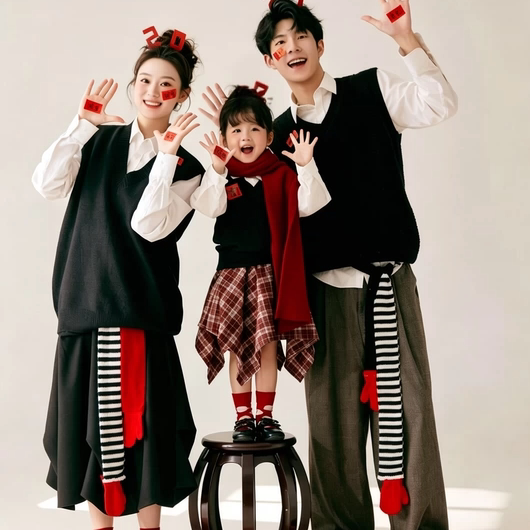 2027 New Year Family Photography Outfits Studio Photo Shoot Clothes for a Family of Three or Four Themed New Year Festive Photoshoot 2027 New Year Family Photography Outfits Studio Photo Shoot Clothes for a Family of Three or Four Themed New Year Festive Photoshoot