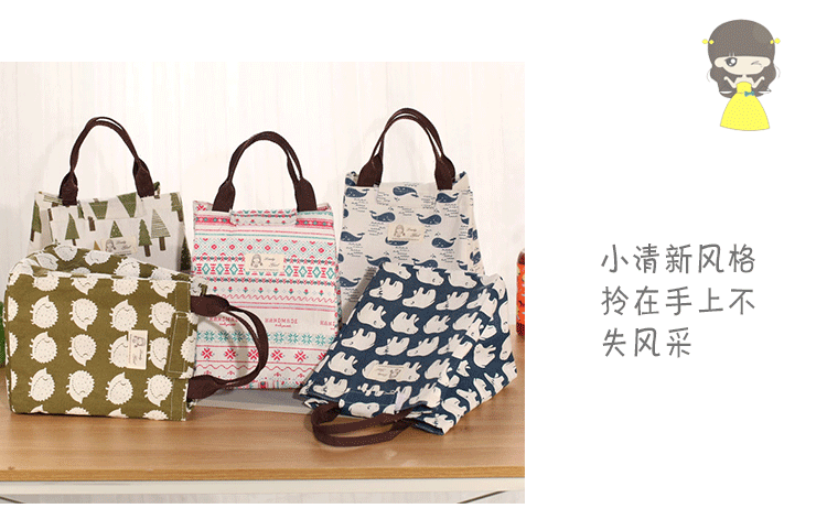 Canvas chống thấm túi cách nhiệt túi ăn trưa túi ăn trưa túi cotton và vải lanh vuông ăn trưa với túi gạo lớn - Hộp cơm điện sưởi ấm hộp cơm hâm nóng lock and lock
