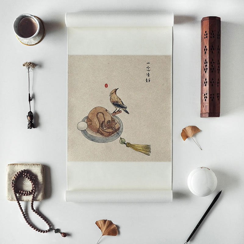 (Find one) Handwritten Hand Painted Calligraphy with Decorative Painting Scroll Zen's Calligraphy Hang of a Clean Vertical Painting Shaft True