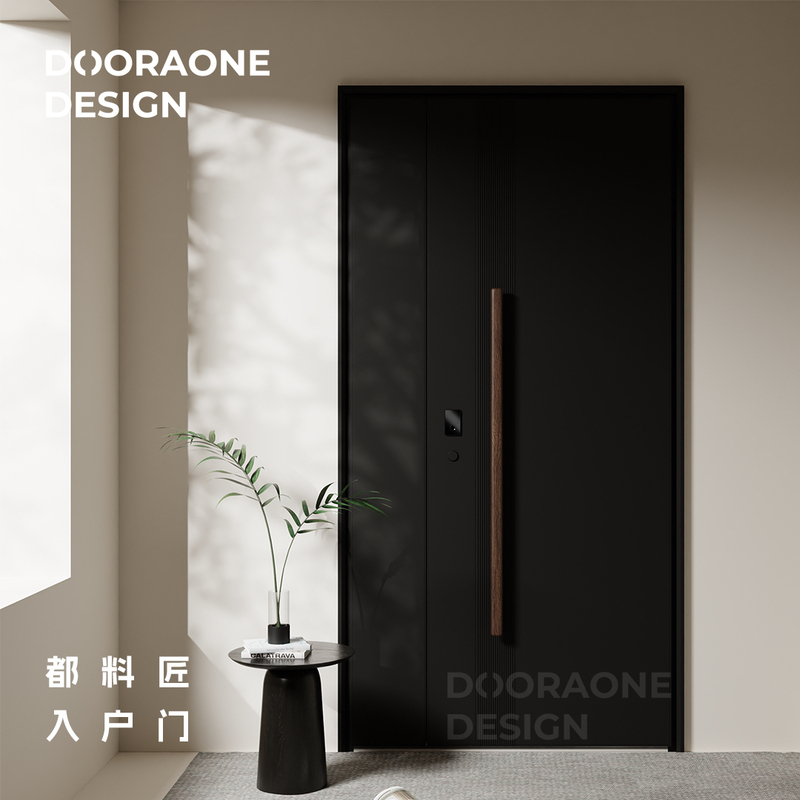 Black Walnut Wood Black Vintage Entrance Door Cast Aluminum Door Finely Carved Door