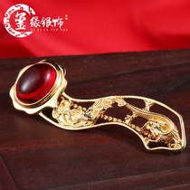  S925 silver hair clip Wedding wishful hair clip silver plated gold wedding silver jewelry dragon and phoenix colorful red corundum handmade