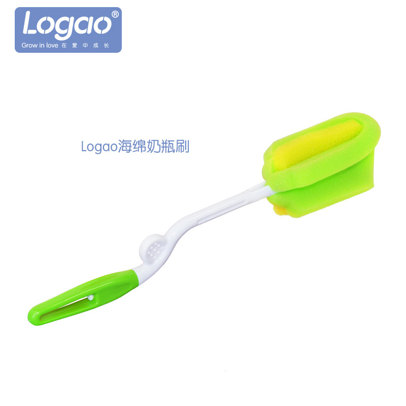 Logao Portable Sponge Milk Bottle Brushed Newborn Baby Water Glass Brush 360 ° Swivel Handle