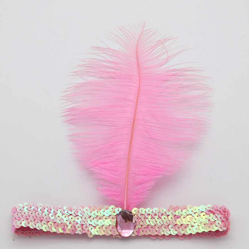 Indian African drum head wearing feather headband performance dance props headdress ostrich hair headband headband ethnic style