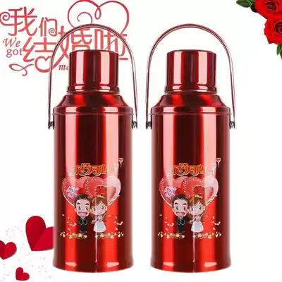 Wedding pot dowry a pair of stainless steel festive wedding dowry hot water bottle red hot pot hot kettle