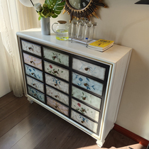 American shoe cabinet Solid wood classical storage cabinet Foyer multi-function Mediterranean locker large-capacity European partition cabinet