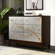 American country chest of drawers Solid wood storage entrance cabinet European-style decorative cabinet Bedroom retro storage chest of drawers cabinet