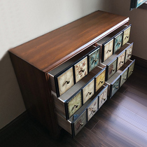 American solid wood chest of drawers Living room Simple modern cabinet Wall Bedroom storage storage Decorative chest of drawers