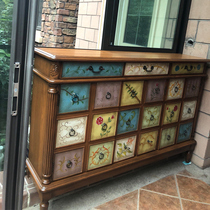 American shoe cabinet balcony solid wood household painted storage door large-capacity multi-layer storage European-style entrance cabinet against the wall