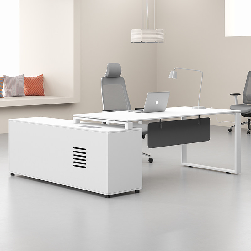 Minimalist Hyundai Boss Desk Supervisor Table Fashion Grand Bandae Office Furniture Steel Bracket With Side Cabinet Manager Table