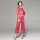 Spot European station 2022 European and American fashion all-match slim slimming positioning printing shirt + pants suit women