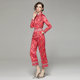 Spot European station 2022 European and American fashion all-match slim slimming positioning printing shirt + pants suit women