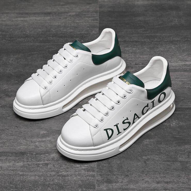 European Station McQuint Genuine Leather Air Cushion Small White Shoes 100 Hitch Breathable Couple Embroidery Casual Thick Bottom Heightening Plate Shoes