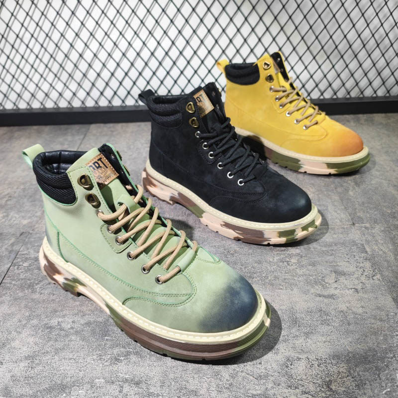 Europe Station Tide Men 100 lap fashion Martin boots Men's work boots Inn wind plus camouflages individuality short boots