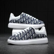 European Station Macquin with Breathable Genuine Leather Small White Shoes Han Edition 100 Hitch Thick Bottom Heightening Canvas Board Shoes Men