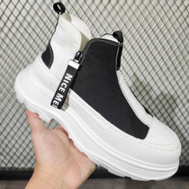 European Standing Wave Mens Shoes Casual Middle Help Short Boot Side Zip Minima a foot pedal mens shoes Fashion Canvas Breathable Boomer Shoes