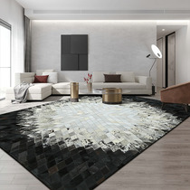 Imported cowskin patchwork carpet Geometric living room sofa coffee table mat Bedroom hand-stitched cowhide carpet