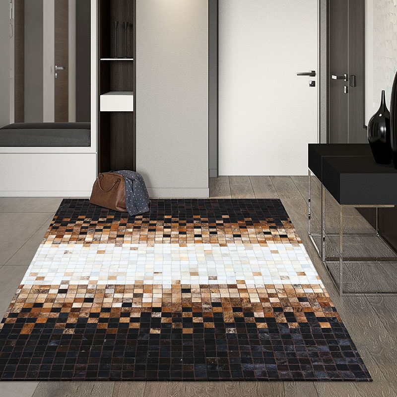 (Spot Special Price) Cow Leather Splicing Carpet Living Room Nordic Modern Minimalist Tea Table Blanket Home Bedroom Bedside Blanket