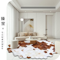 Handmade cowhide stitching carpet custom Nordic ins wind living room coffee table mat Bedroom round irregular bedside blanket