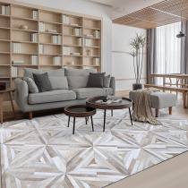 Handmade cowhide stitching carpet Living room Nordic modern simple geometric sofa coffee table mat Home bedroom bedside blanket