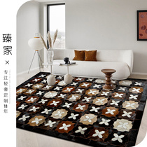  Imported handmade cowhide stitching carpet Household Nordic living room sofa coffee table mat Bedroom room bedside blanket customization