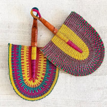 Hand woven grass woven fan Daily ins color grass woven fan Moroccan fan