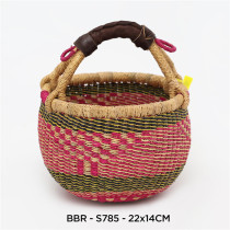 Vintage literary handbag Hand woven shopping basket storage box Large capacity Moroccan style portable basket