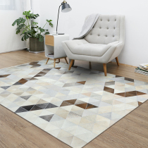  Imported cowhide stitching carpet Nordic geometric living room sofa coffee table mat Bedroom bedside blanket rectangular customization