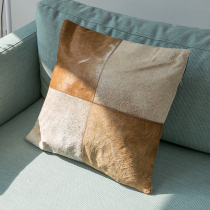  Imported hand-stitched cowhide pillow Living room sofa geometric car office pillow cushion Real cowhide