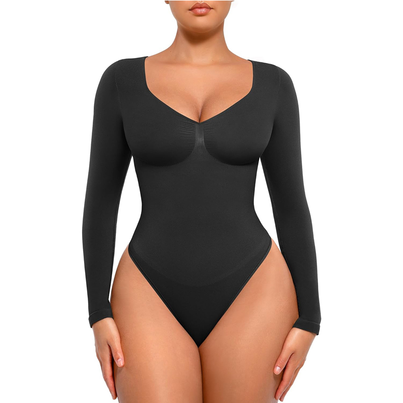 Women's Long Sleeve Shapewear Bodysuit Seamless Thong Shapewear Women's Long Sleeve Shapewear Bodysuit Seamless Thong Shapewear