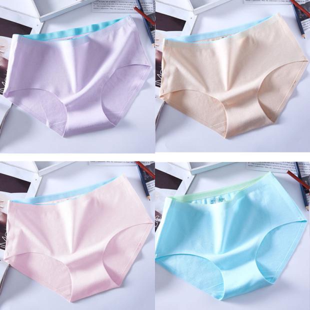 4 miếng lót womens bông ms không dấu. một tam giác kháng khuẩn thở eo màu quần short kích thước lớn.