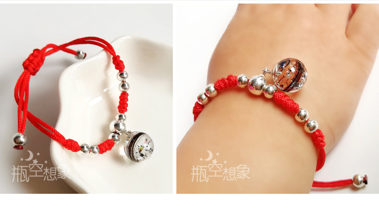 Sterling bạc dệt dây đỏ nam và nữ bé tóc bé lưu niệm tự làm bé tự làm mặt dây chuyền vòng tay vòng chân thiết lập mặt dây chuyền - Vòng chân lắc chân nữ bạch kim