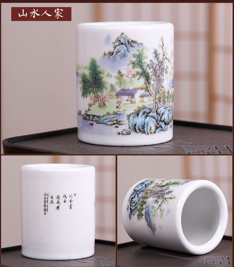 Jingdezhen ceramics antique vase creative writing brush washer study adornment fashion office furnishing articles the teacher 's day gifts