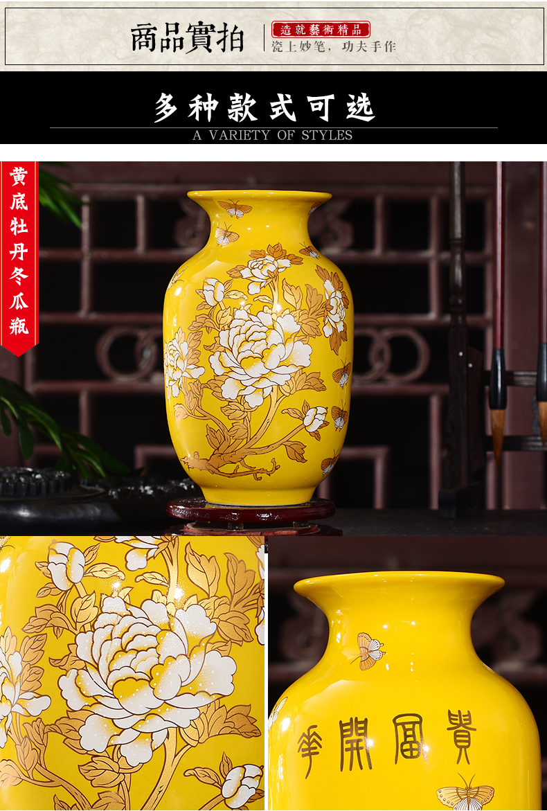 Jingdezhen ceramic floret bottle sitting room study furnishing articles of TV ark, wine flower arranging rich ancient frame handicraft ornament