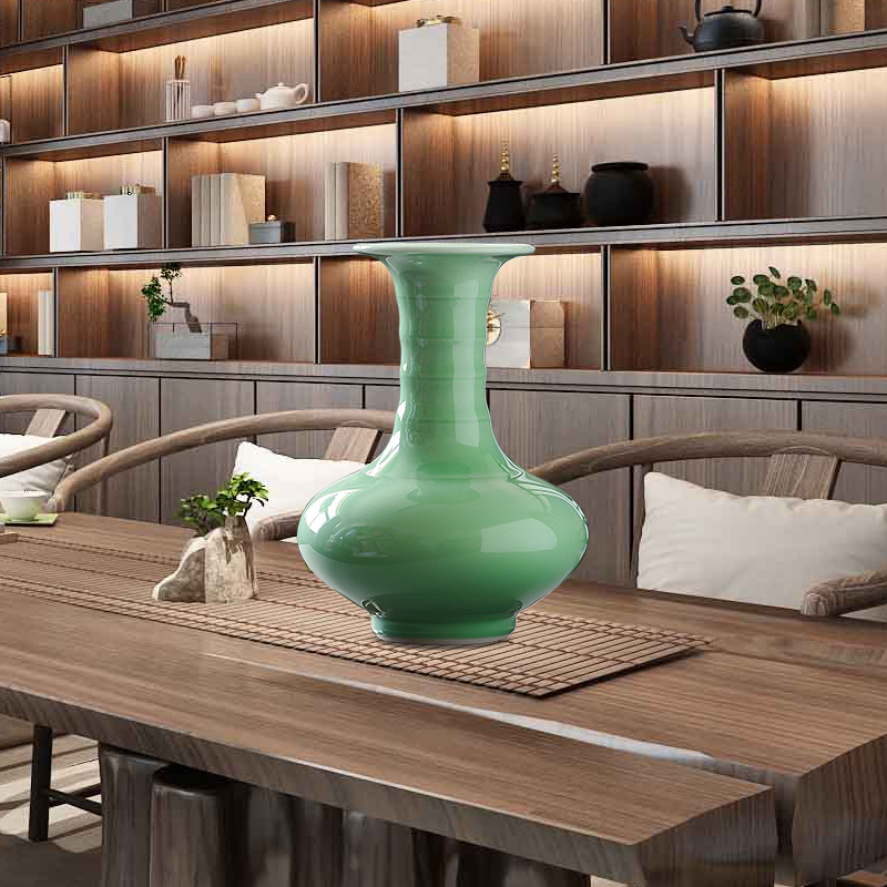 Jingdezhen ceramic rich ancient frame floret wine bottle pea green glaze I household adornment archaize sitting room, furnishing articles