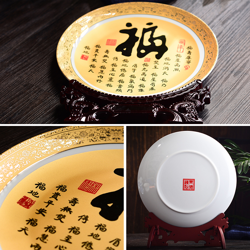 Jingdezhen ceramic paint hang dish sitting room place of new Chinese style porch rich ancient frame wine TV ark, adornment