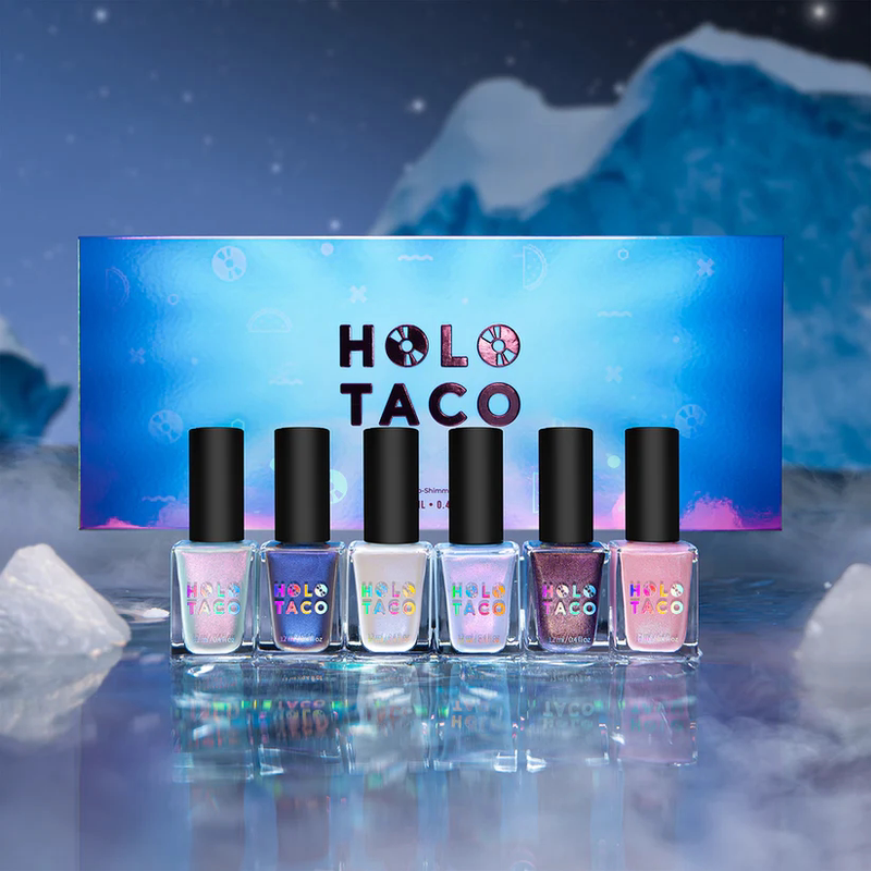 American Holo Taco Nail Polish Set Underglow Holographic Rainbow Glitter Sequins Polarized