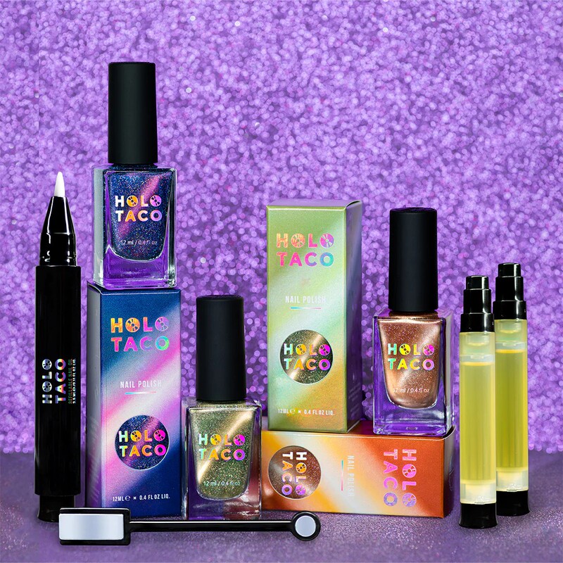 American Holo Taco Nail Polish Set Purrfect Bday Party Pack Holographic Rainbow