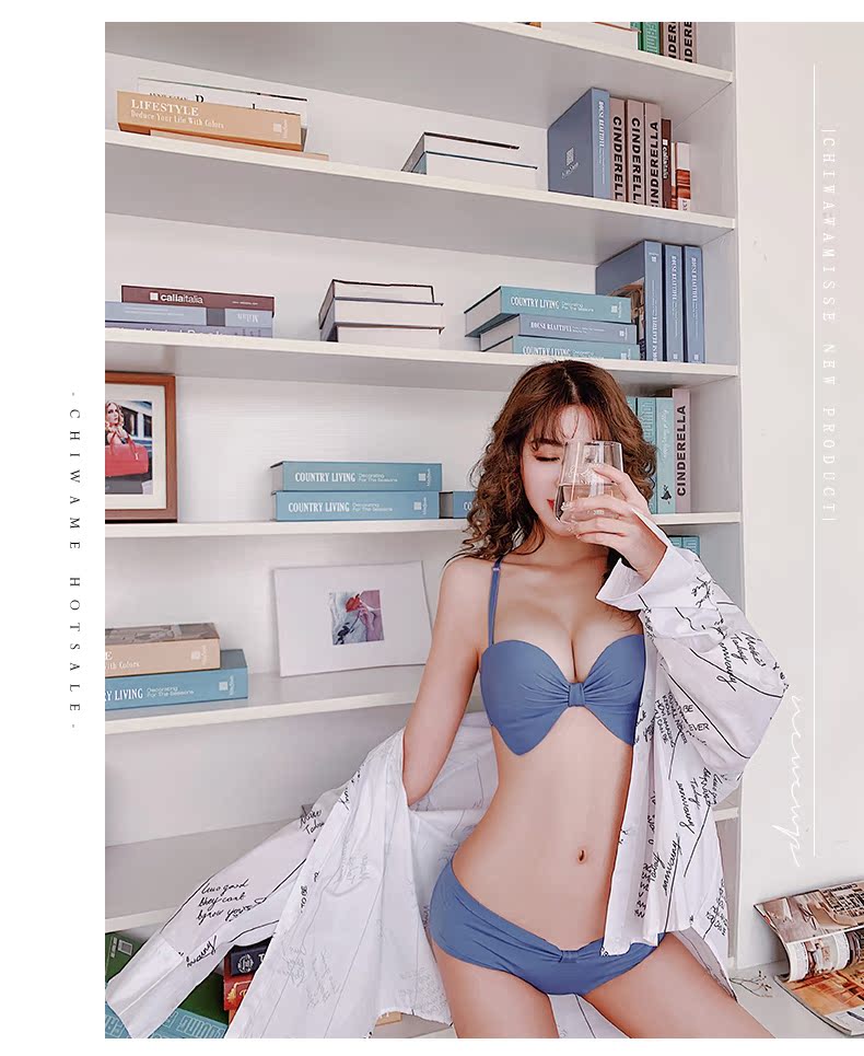 Mật ong hôn đồ lót quây nữ ngực nhỏ tập hợp một mảnh không dấu vết không có vòng thép đặt áo ngực - Bộ đồ lót đồ lót phụ nữ