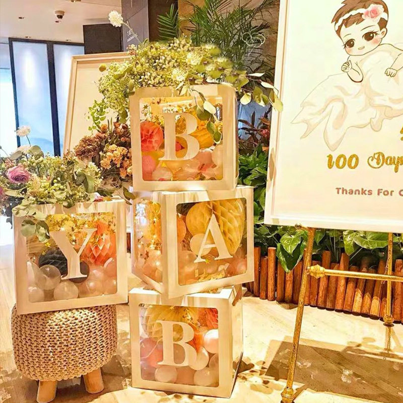 Net Red Transparent Balloon Box Letter BABYLOVE Children's Birthday Engagement Wedding Shop Placement Decoration