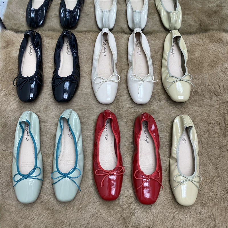 2024 весна Новые красные балетные туфли Bowle Shoes Бабушкиные туфли супер мягкие одинарные туфли женские ретро тихоокеанские красные туфли