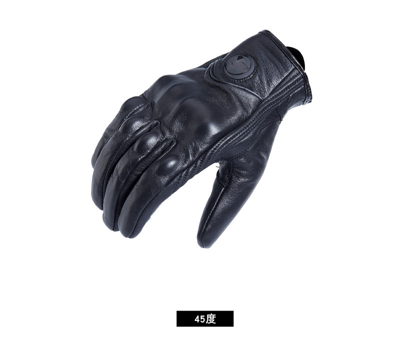 ROCK BIKER Locomotive Riding Gloves Male Retro Locomotive Full Finger short Leather Summer Touch Screen Breathable