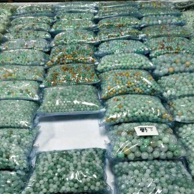 Burmese Jadeite Ice Waxy Loose Beads A-Grade Light Green Ice Oil Jade Beads DIY Necklace Bracelet Beads Jewelry Jade Accessories