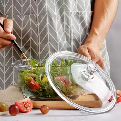 Glass instant noodle bowl Tempered glass soup bowl with lid Household heat-resistant soup pot with lid large transparent microwave oven special