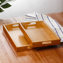 Tray tea tray bamboo wood rectangular round household commercial tea cup dinner plate Japanese cake Cup plate tableware